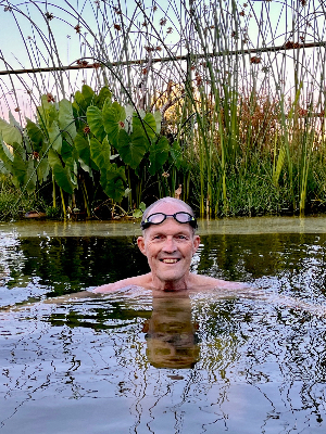 Swimming in my sisters lap pool in Cape Town this past March.